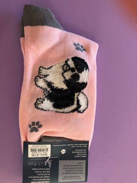 E&S Pets Pet Lover Socks, Life is Better with a Shih Tzu, Black and white