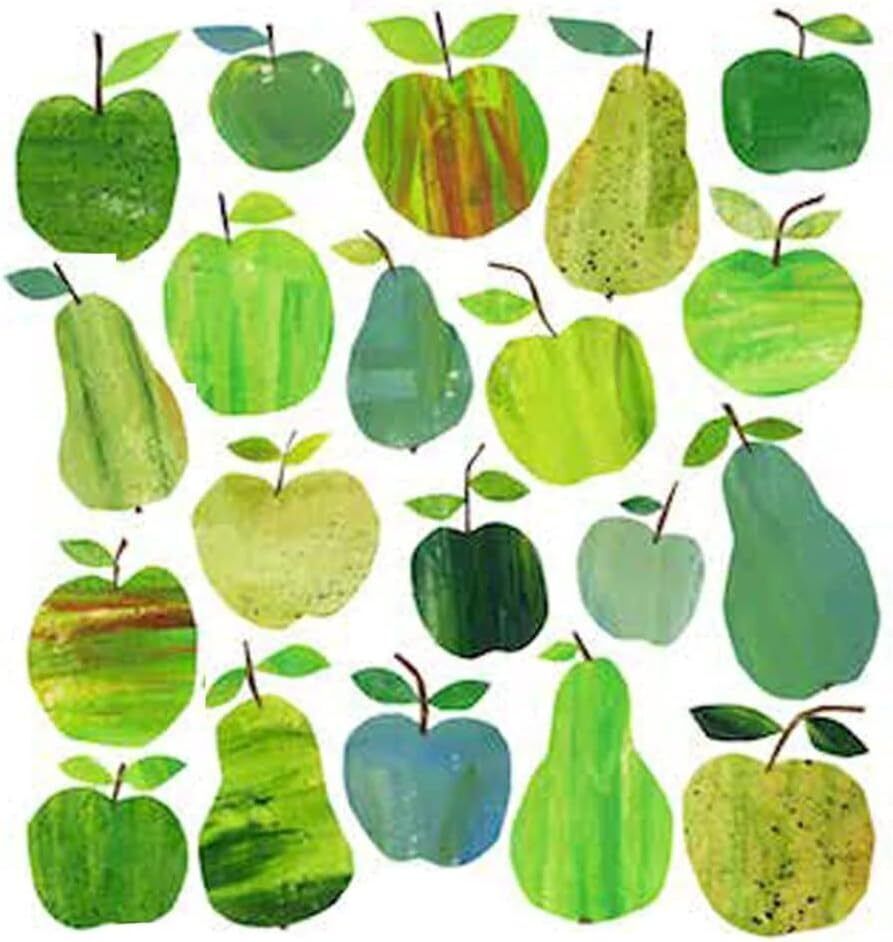 Paperproducts Design Apple & Pear Collage Beverage/Cocktail Paper Napkins,5"x5"