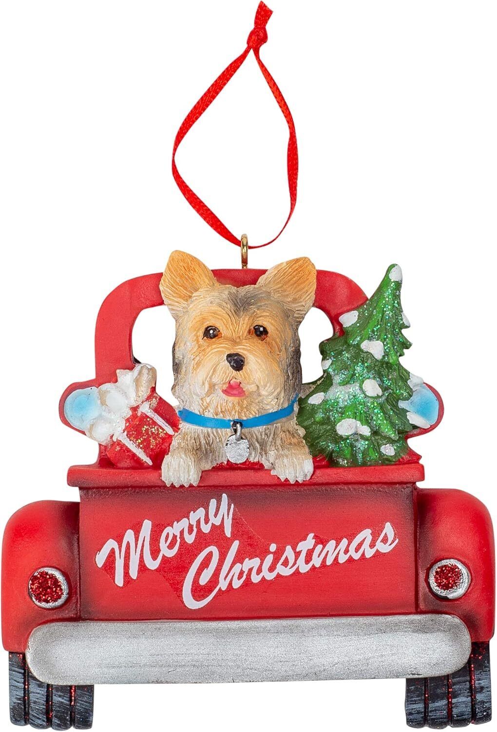 Kurt Adler Yorkshire Terrier Dog in Back of Truck Hanging Ornament 5 in. High,