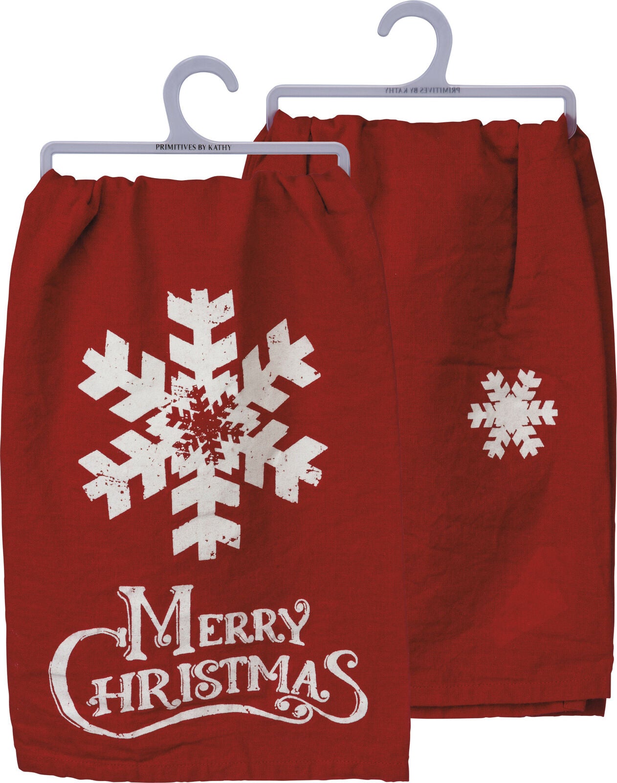 PBK Dish Towel - Merry Christmas Red and White, 28" x 28", One Towel