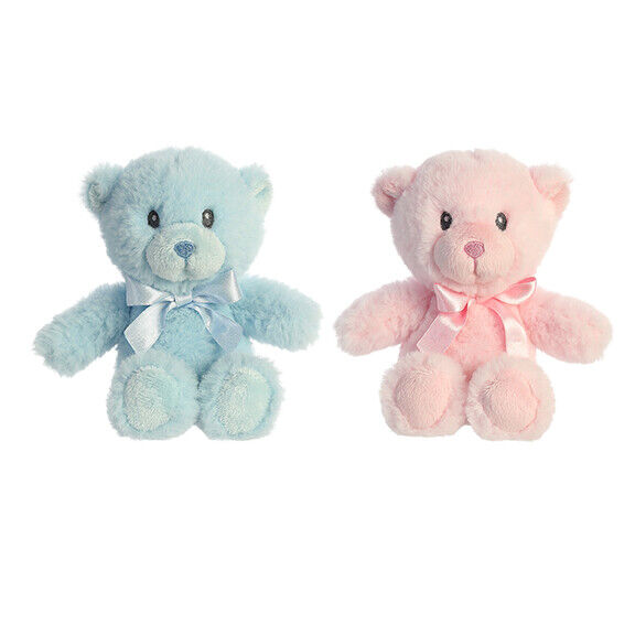 Ebba Plush Stuffed Animal My First Teddy Bear Blue Boy Animal Rattle 7" Tall