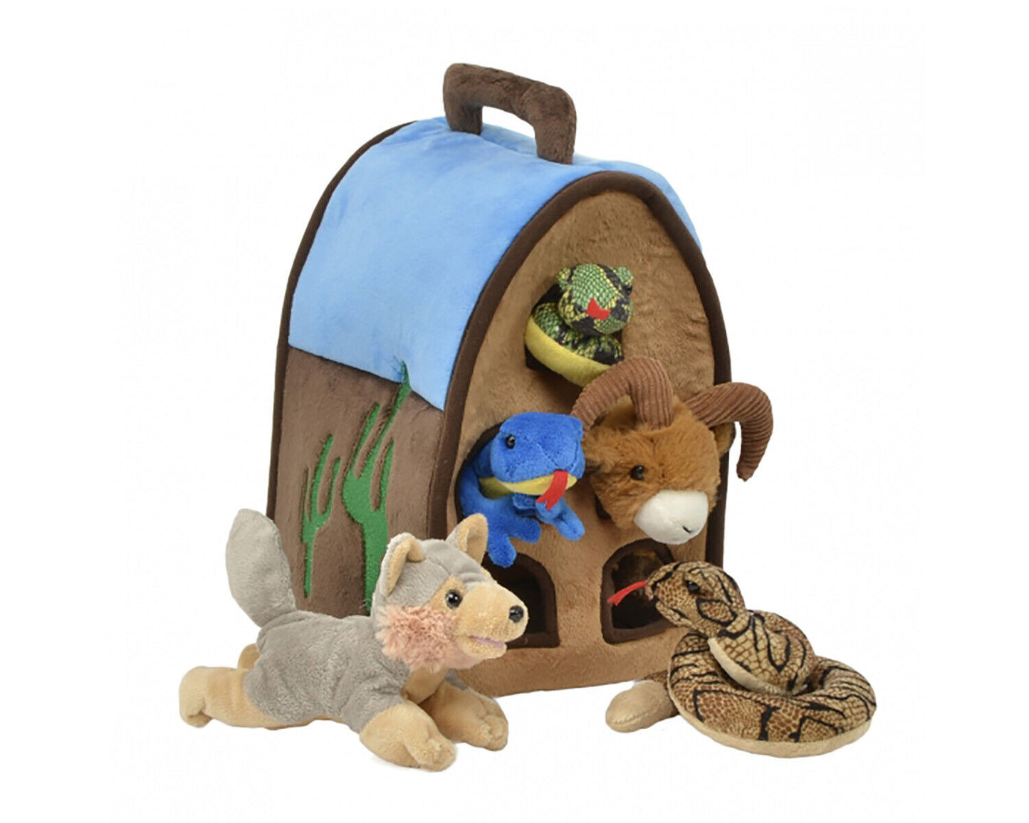 Desert House Plush Animal Toy with Removable Lizard, Snakes, Sheep, Coyote
