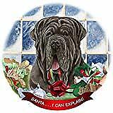 Neapolitan Mastiff Tawny Uncropped Porcelain Ornament 'Santa. I Can Explain!'