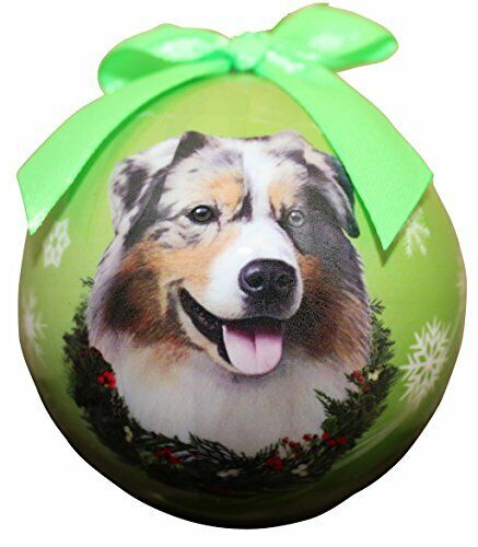"Australian Shepherd Christmas Ornament" Shatter Proof Ball Easy To Personalize
