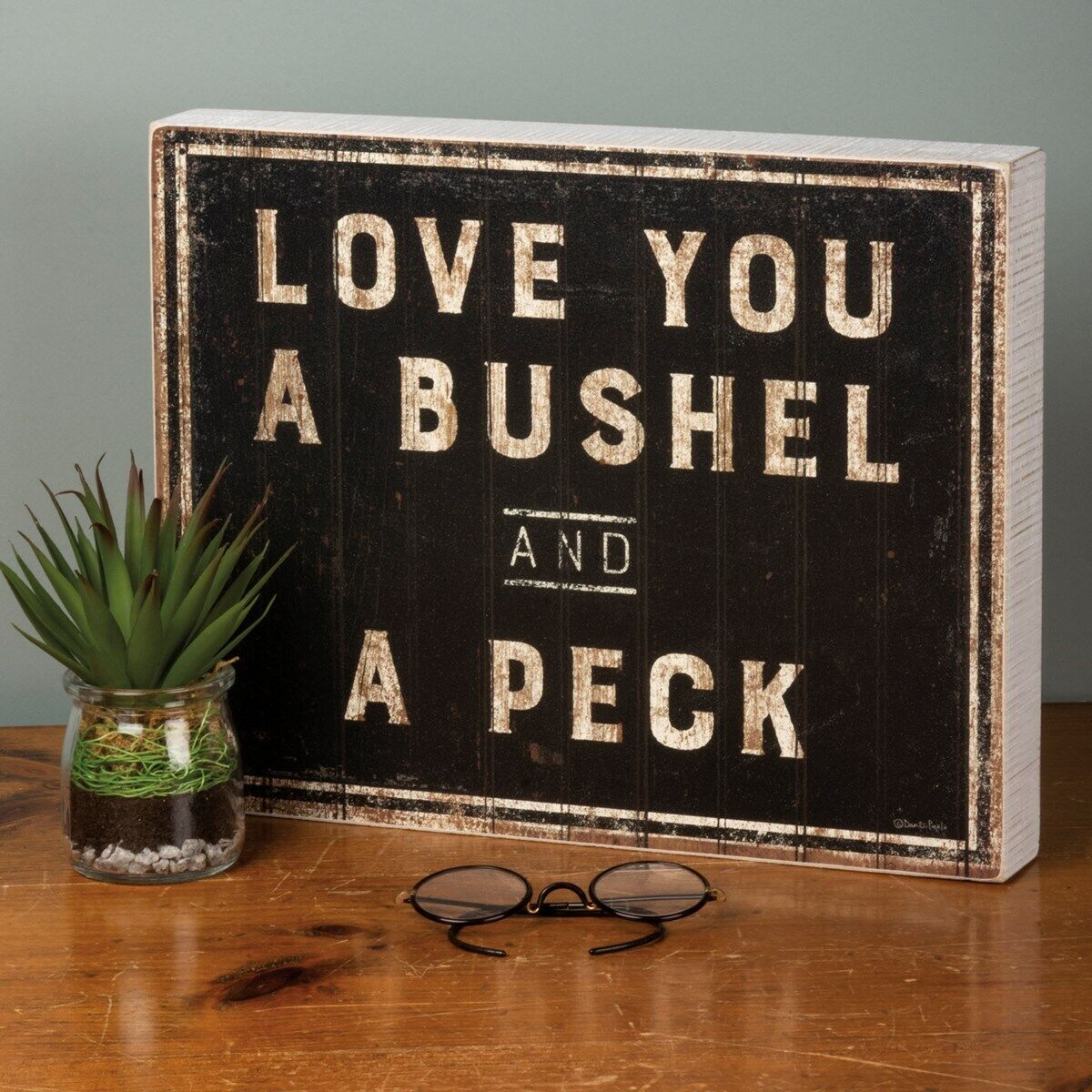 Primitives by Kathy 30358 Rustic-Inspired Box Sign, Bushel & A Peck