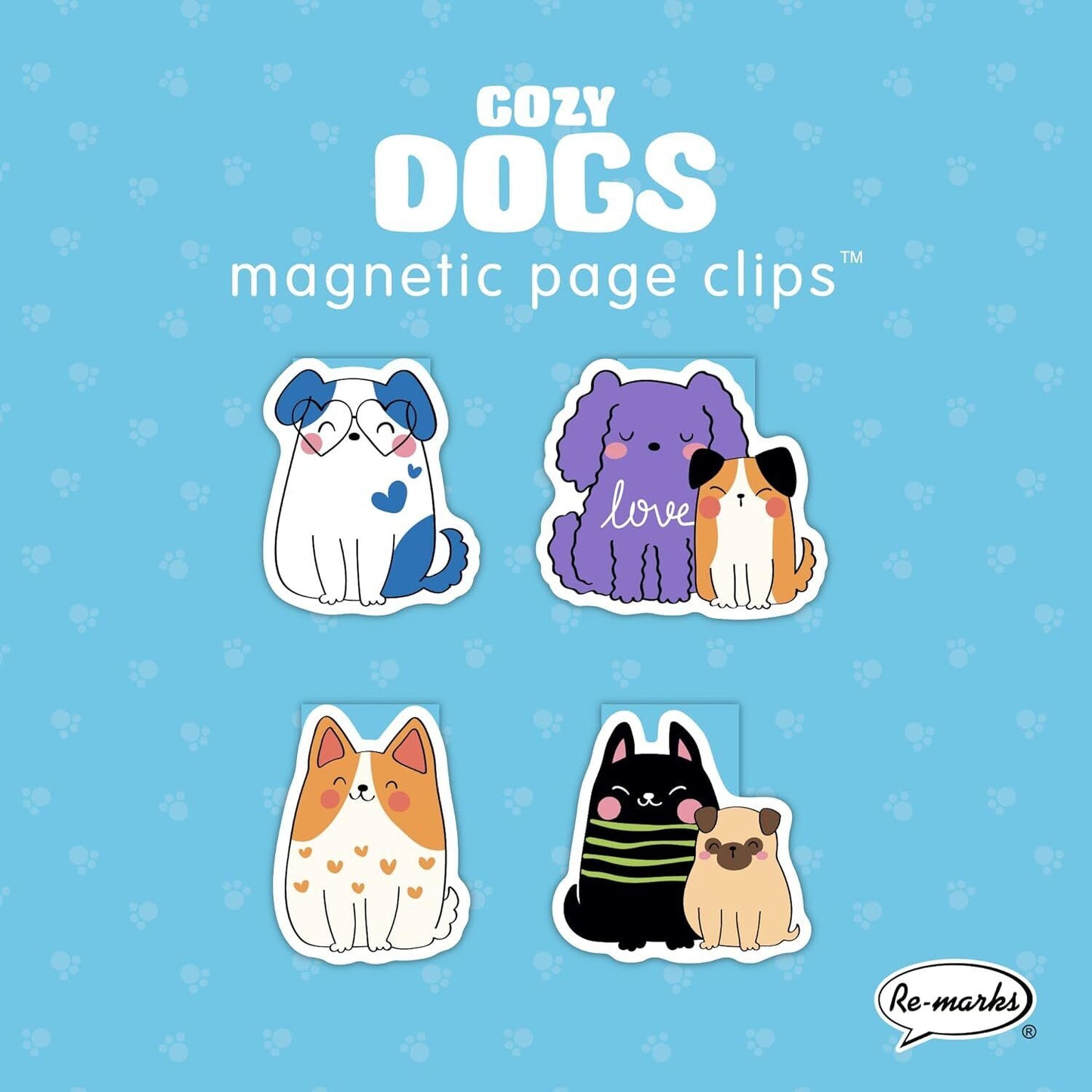 Re-marks Cozy Dogs with Hearts Magnetic Page Clips, Set of 4