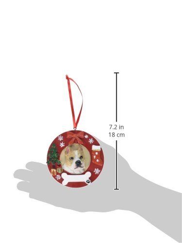 Pit Bull Fawn and White Christmas Ornament Wreath Shaped Easily Personalized