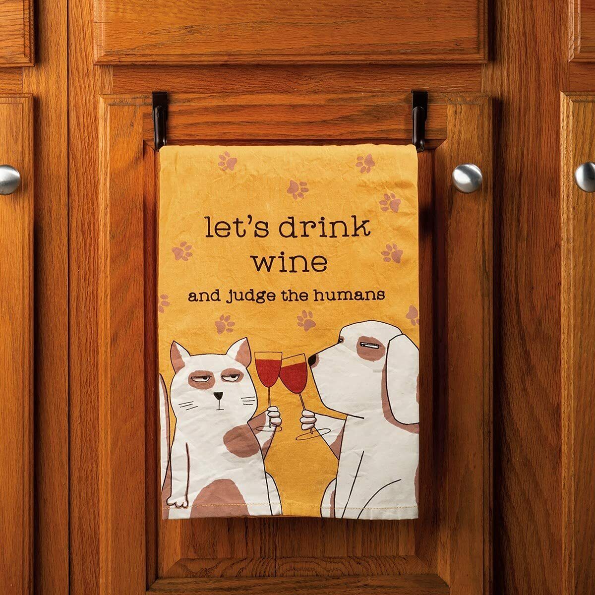 Primitives by Kathy Kitchen Dish Towel - Let's Drink Wine and Judge The Humans