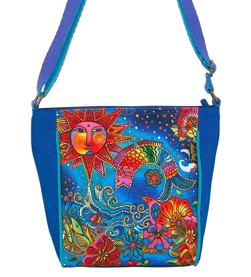 Laurel Burch Celestial Magic Sun Moon Small Crossbody Bag, 9.5” x 3.5” x 8.5”