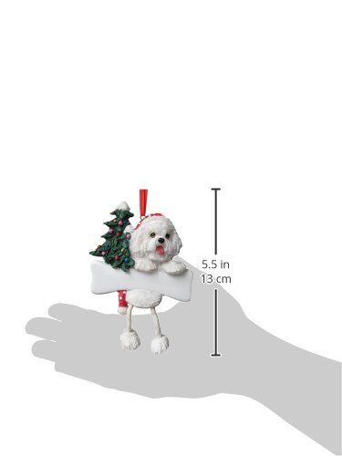 Bichon Frise Ornament with "Dangling Legs" Hand Painted and Easily Personalized