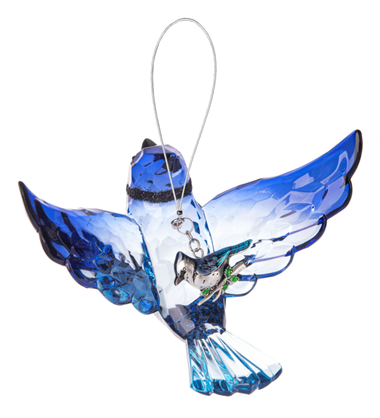 Crystal Expressions Ganz Blue Jay Ornament with Charm, ACRY-1071