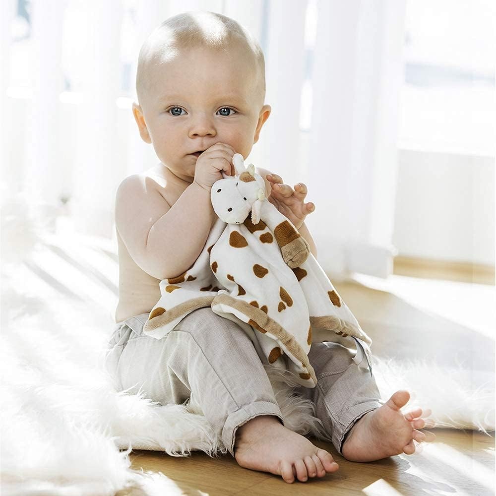 Teddykompaniet Diinglisar Brown & White Cow Plush Fleece Baby Blanket, 13"