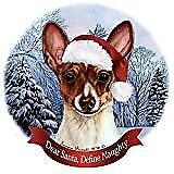 Holiday Pet Gifts Toy Fox Terrier Chocolate Tri Santa Hat Dog Porcelain Ornament