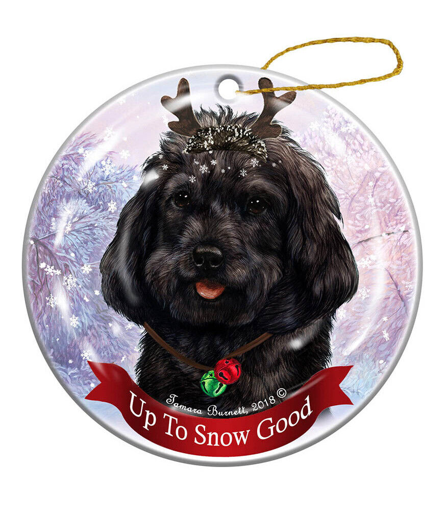 Holiday Pet Gifts Black Cockapoo Dog Porcelain Christmas Ornament