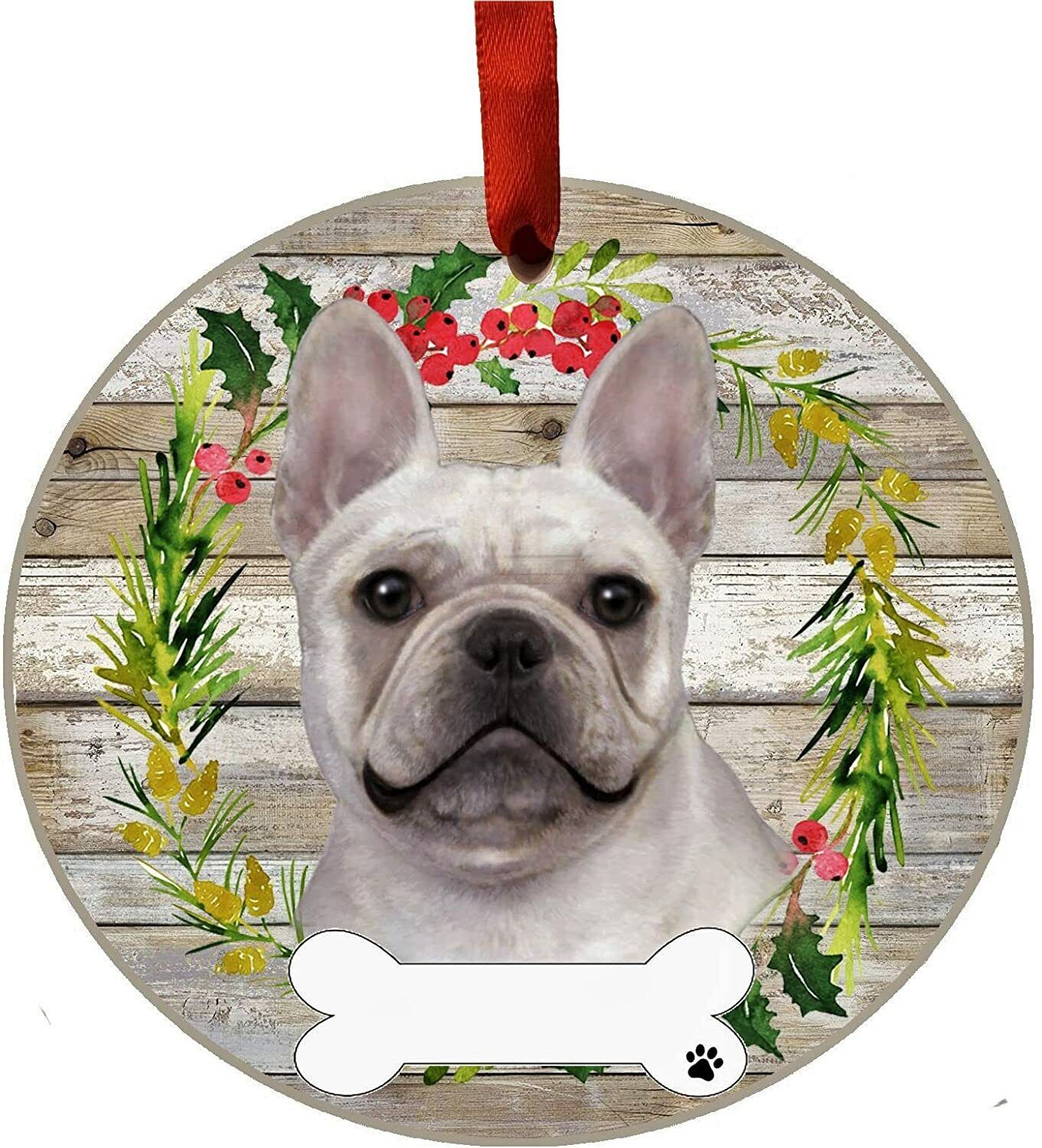 French Bulldog Ornament - E&S Pets - DIY Personalizable, Ceramic Round Ornament