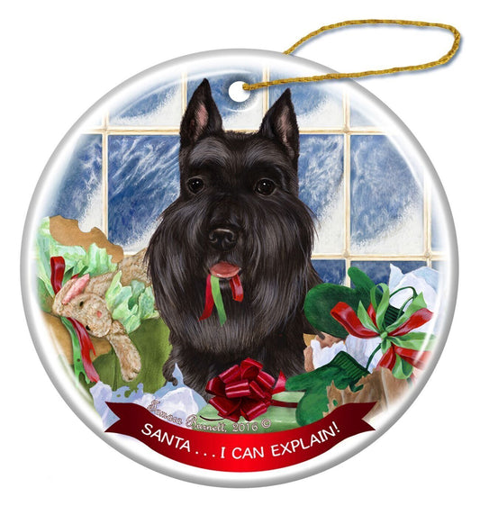 Black Cropped Schnauzer Dog Porcelain Ornament Pet Gift 'Santa.. I Can Explain!