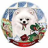 Pomeranian White Dog Porcelain Ornament Pet Gift 'Santa. I Can Explain!'