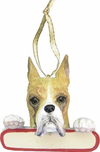E&S Pets ORN218-7 Boxer, Cropped Santa's Pals Christmas Ornament