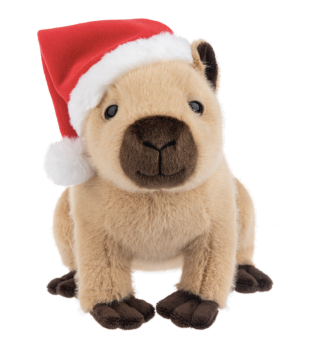 Ganz Yuletide Holiday Capybara with Santa Hat Plush Stuffed Animal Toy, 10"