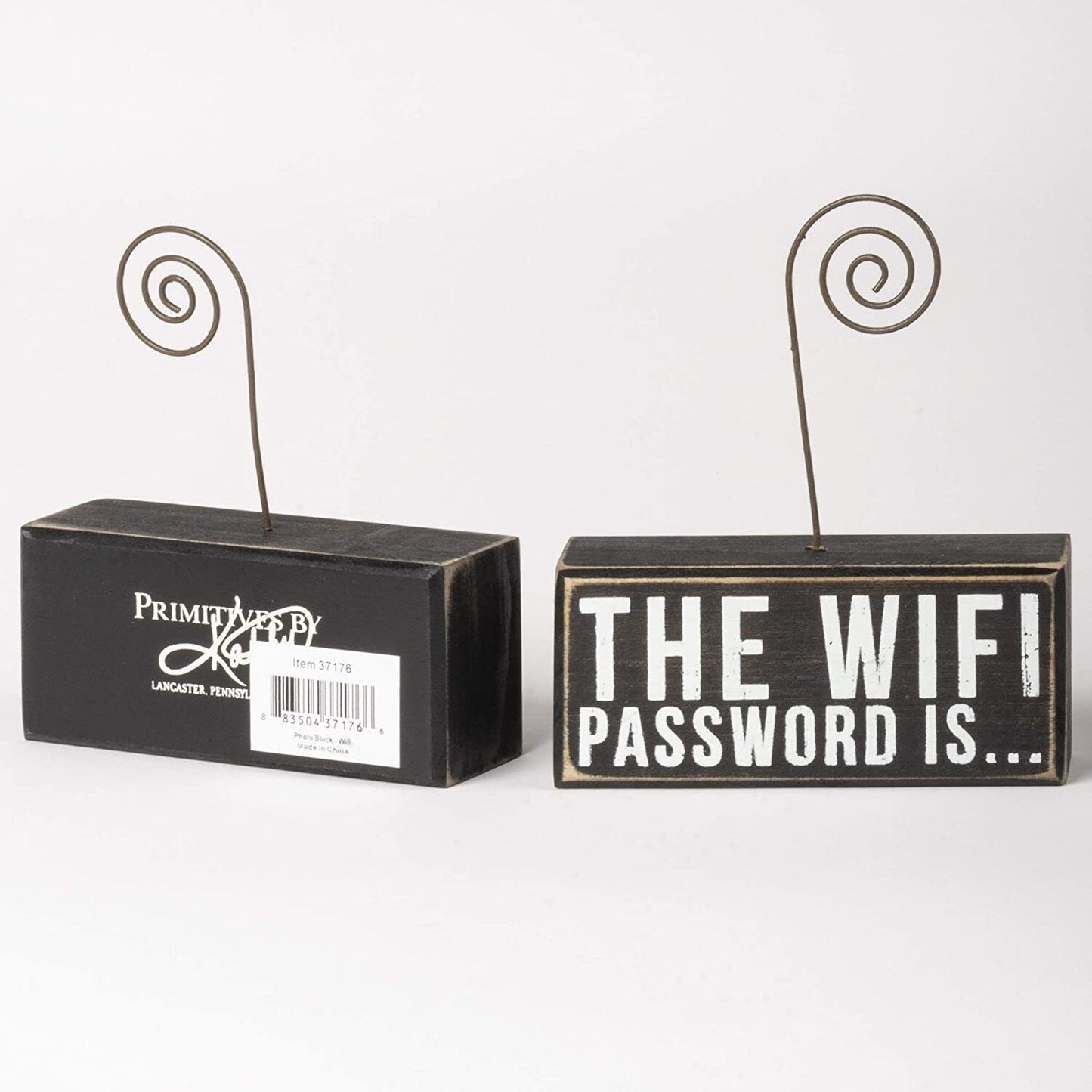 Primitives by Kathy 37176 Wood Photo Holder Block, The WIFI Password Is