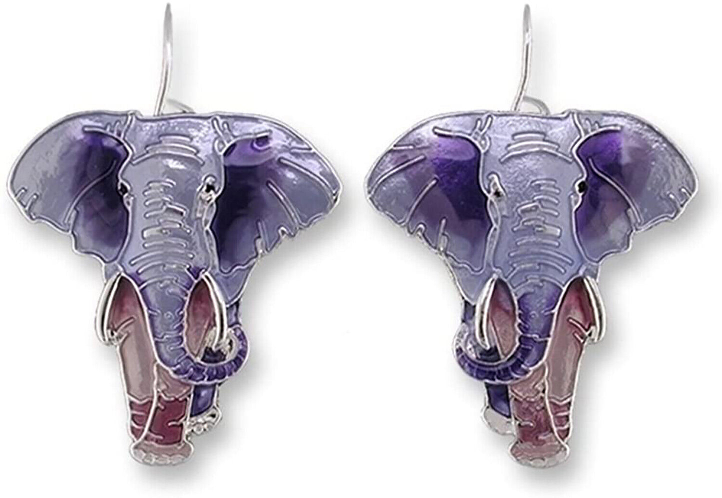 Zarah Linda Bolhuis Elephant Enameled Silver Plated Wire Earrings