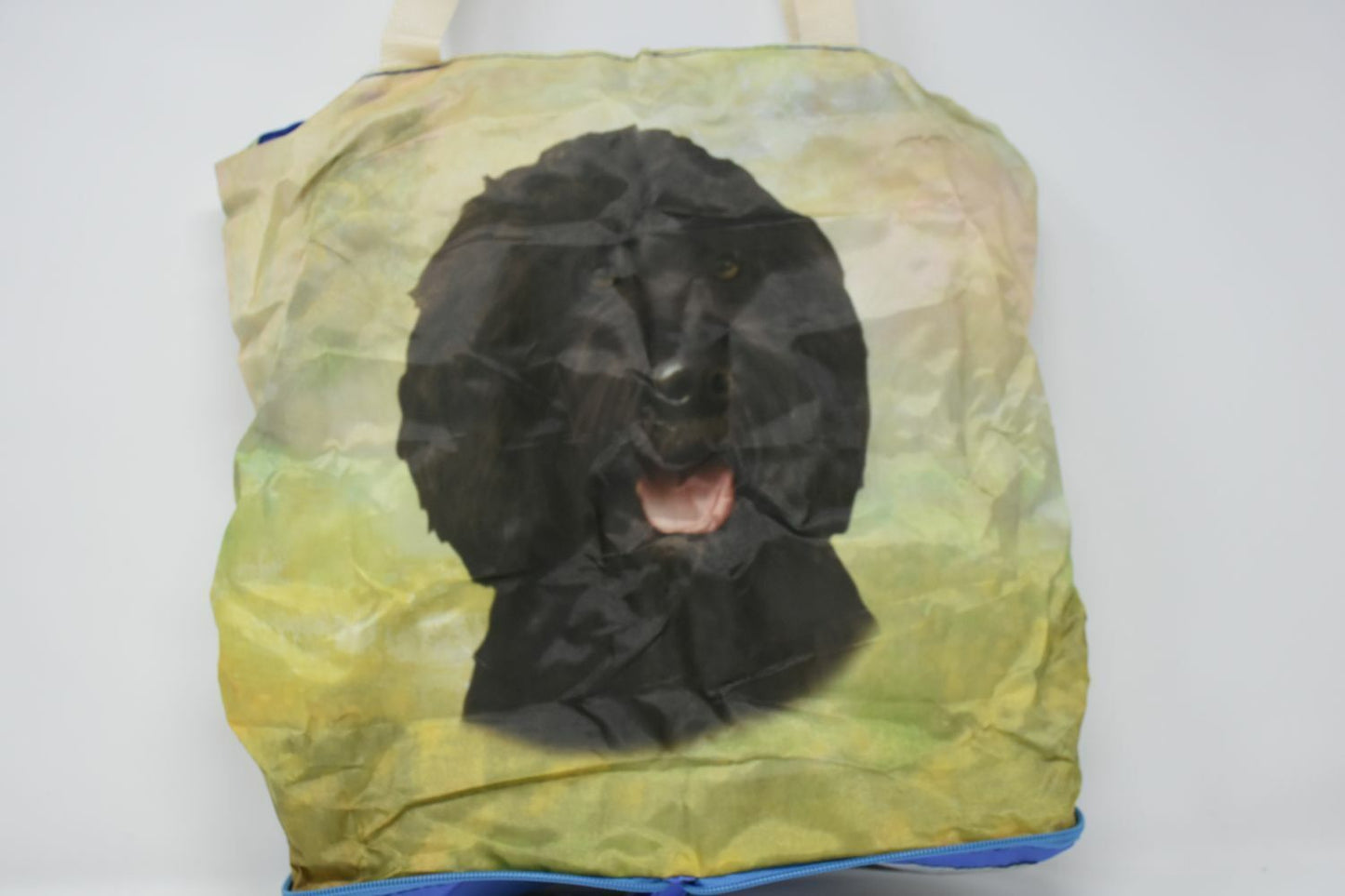 Black Labradoodle Foldable Tote Bag - Waterproof - Zippered Market Tote