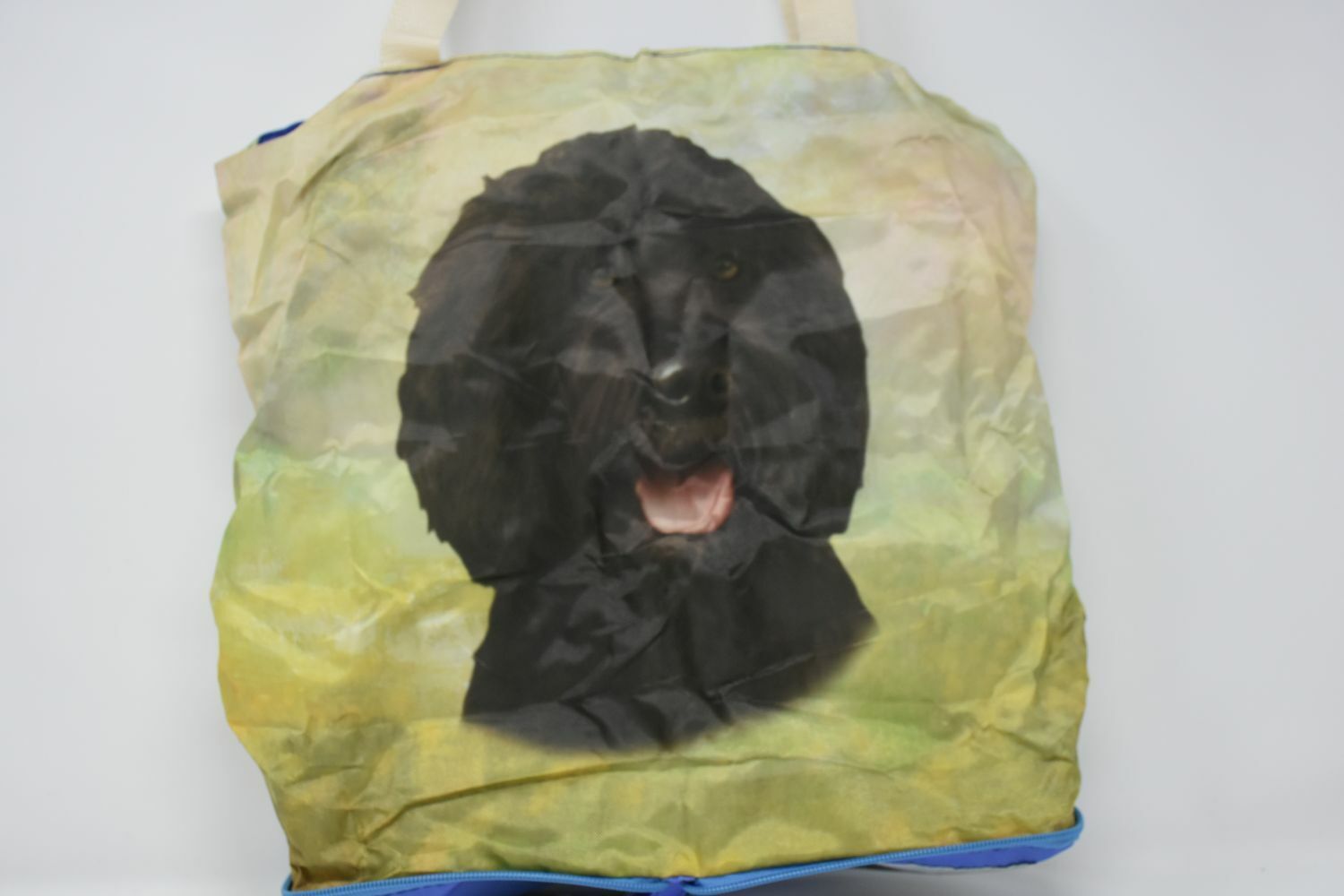 Black Labradoodle Foldable Tote Bag - Waterproof - Zippered Market Tote