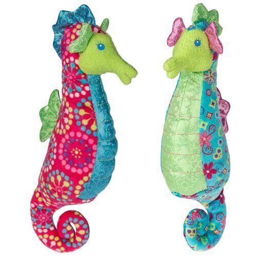 Mary Meyer Print Pizzazz Coral Seahorse Plush Stuffed Animal Toy, Blue, 6"