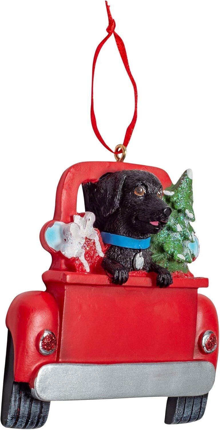 Kurt Adler Black Labrador in Back of Truck Hanging Ornament 5 in. High,