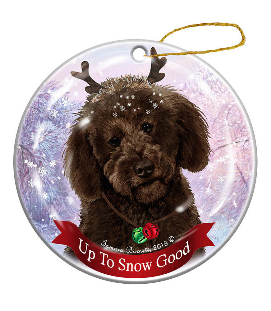 Holiday Pet Gifts Labradoodle Chocolate Dog Porcelain Christmas Ornament