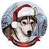 Holiday Pet Gifts Siberian Husky Grey/White Brown Eyes Porcelain Ornament