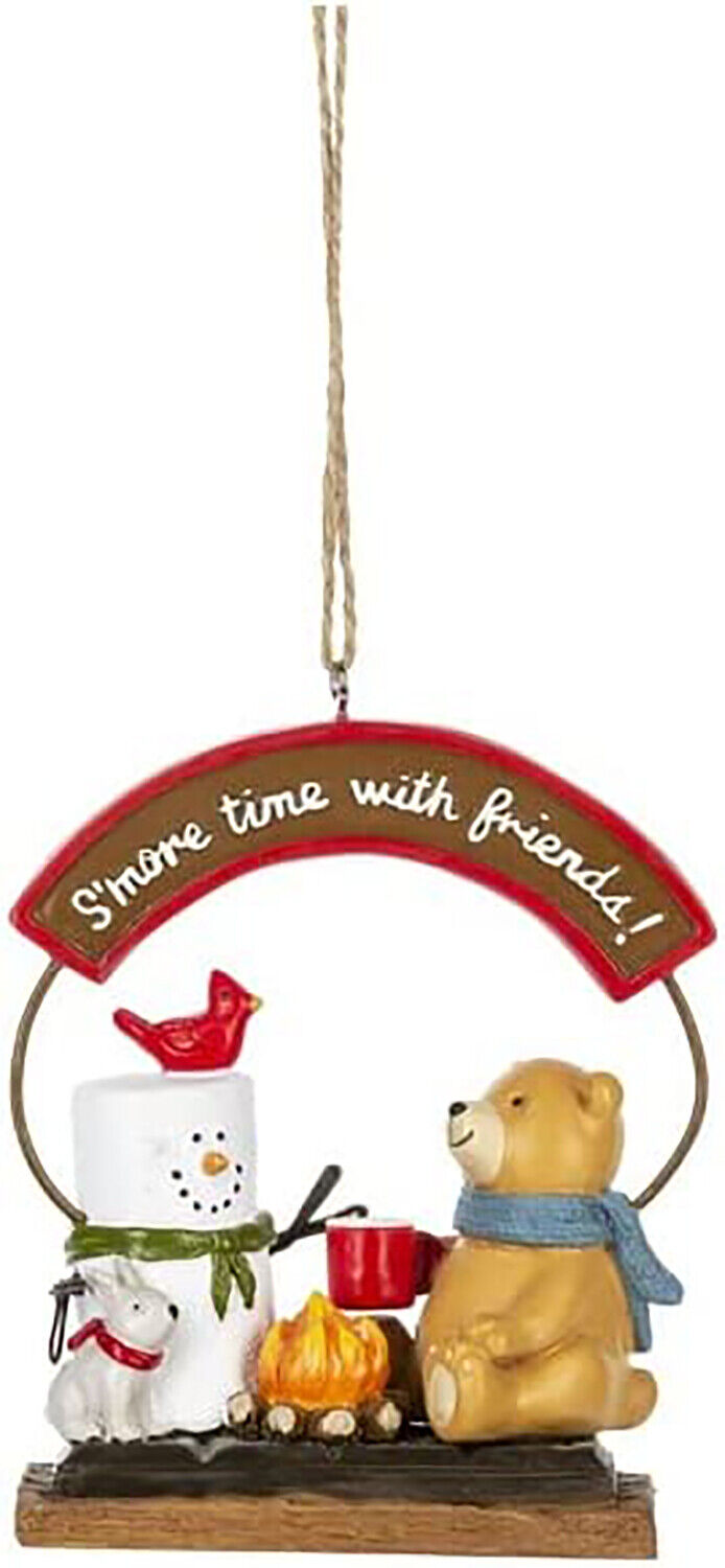 Ganz S'mores with Forest Friends Ornament, Bear, Bunny, 4" High