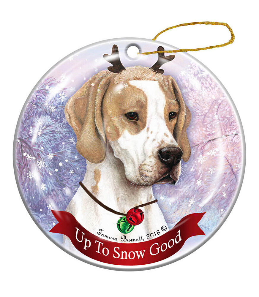 Holiday Pet Gifts English Pointer Lemon/White Dog Porcelain Christmas Ornament