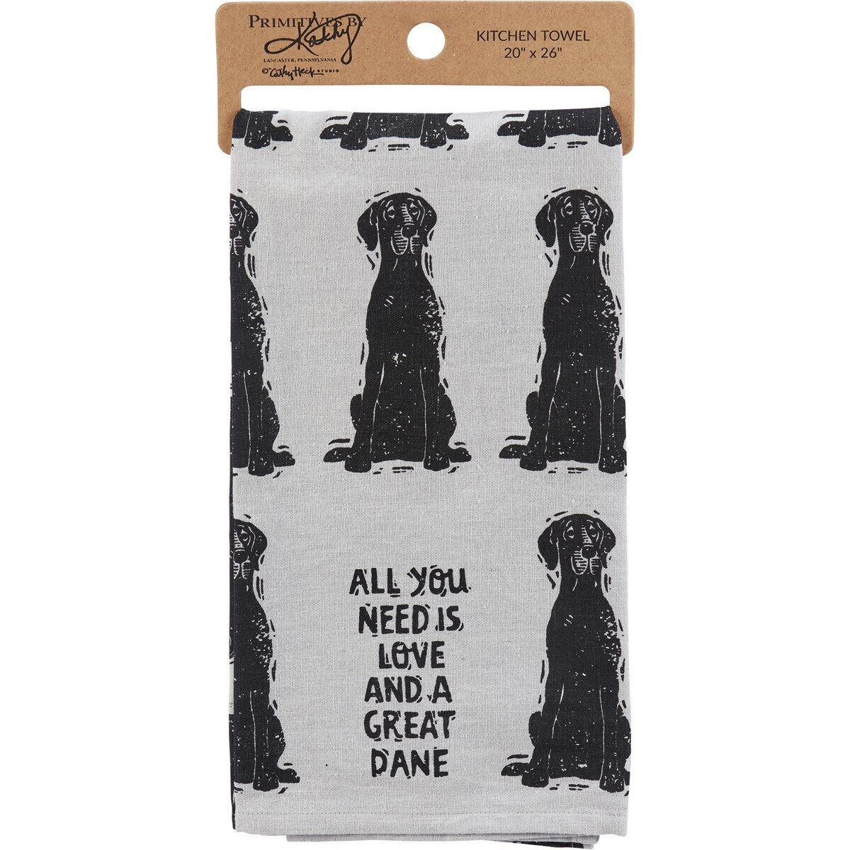 Primitives by Kathy Kitchen Towel - All You Need Is Love And A Great Dane