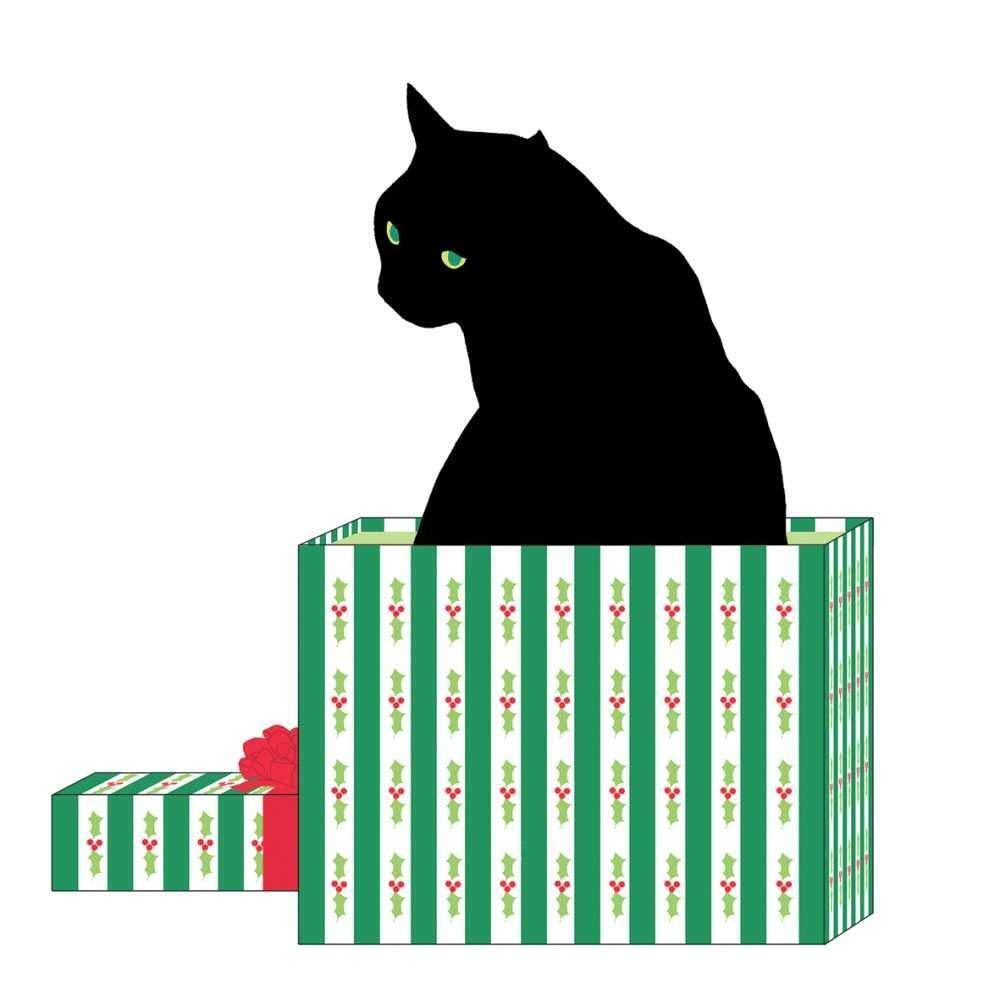 Paperproducts Design Black Cat Cadeau Beverage Napkins, 5 x 5", Multicolor