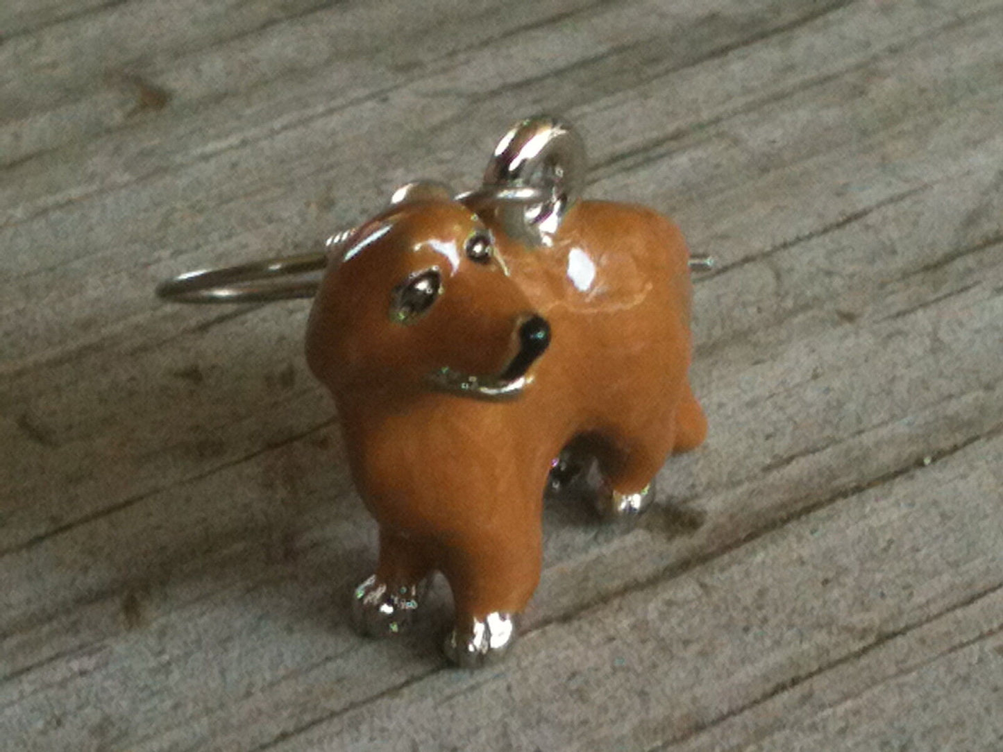 3-D Golden Retriever Dog Enameled Earrings