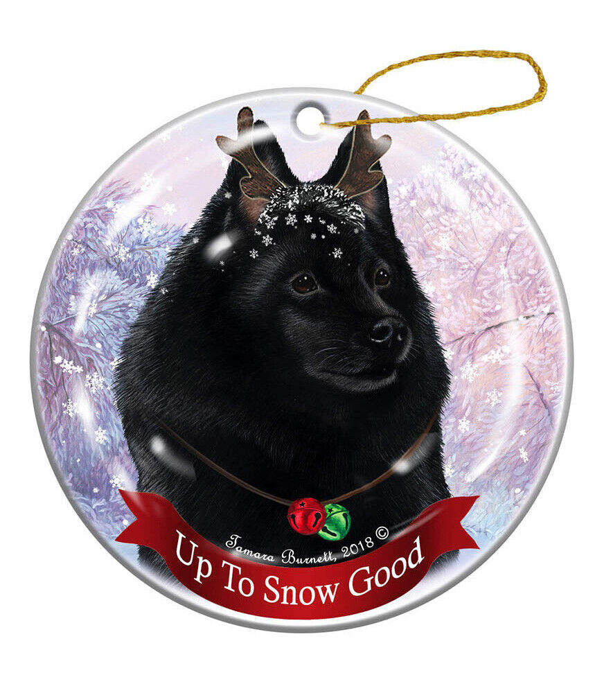 Holiday Pet Gifts Schipperke Reindeer Dog Porcelain Christmas Ornament
