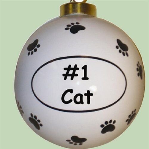 Round Ceramic Christmas Ornament "#1 Cat"