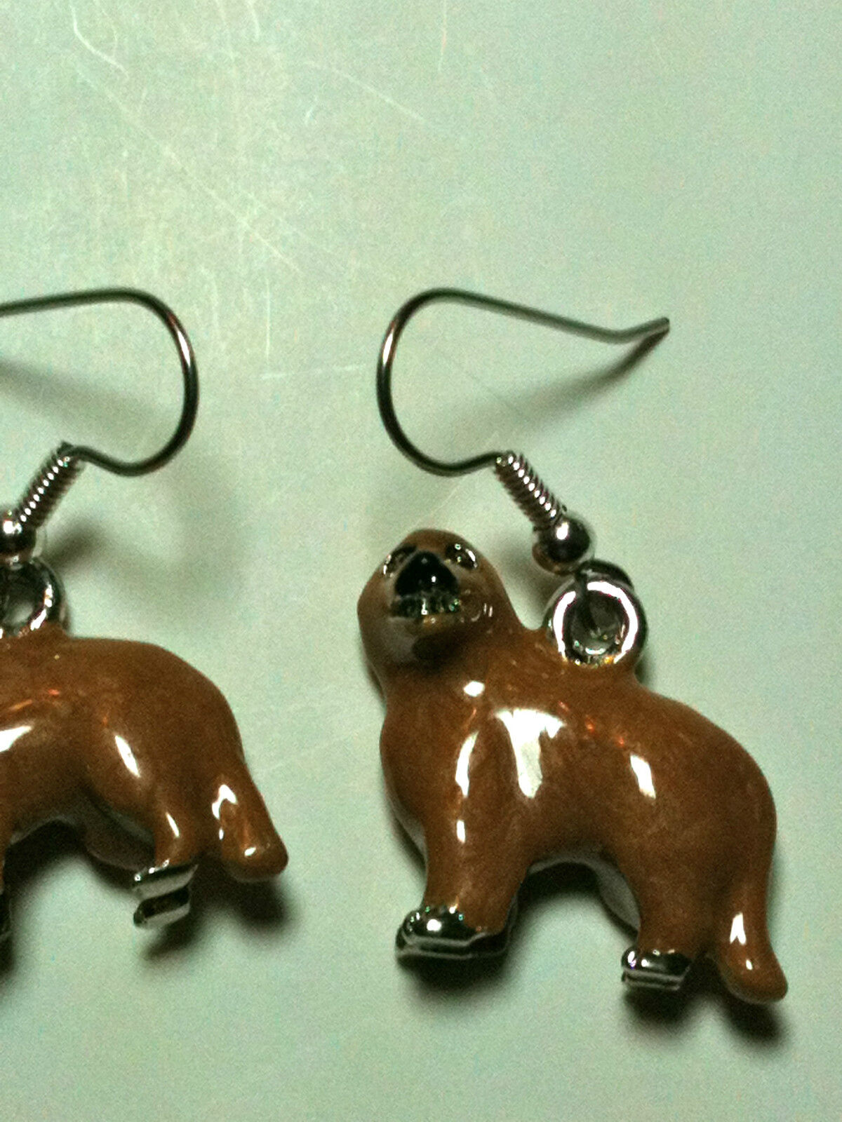 3-D Golden Retriever Dog Enameled Earrings