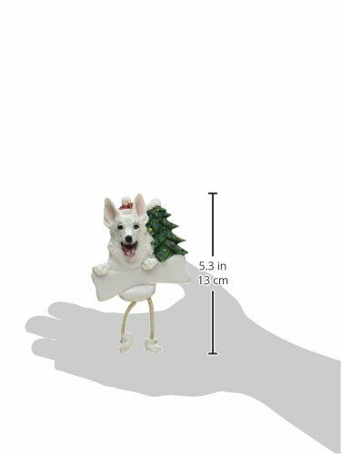 German Shepherd Ornament White "Dangling Legs" Hand Painted Easily Personalized