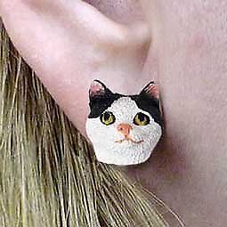 Conversation Concepts Black & White Manx Earrings Post
