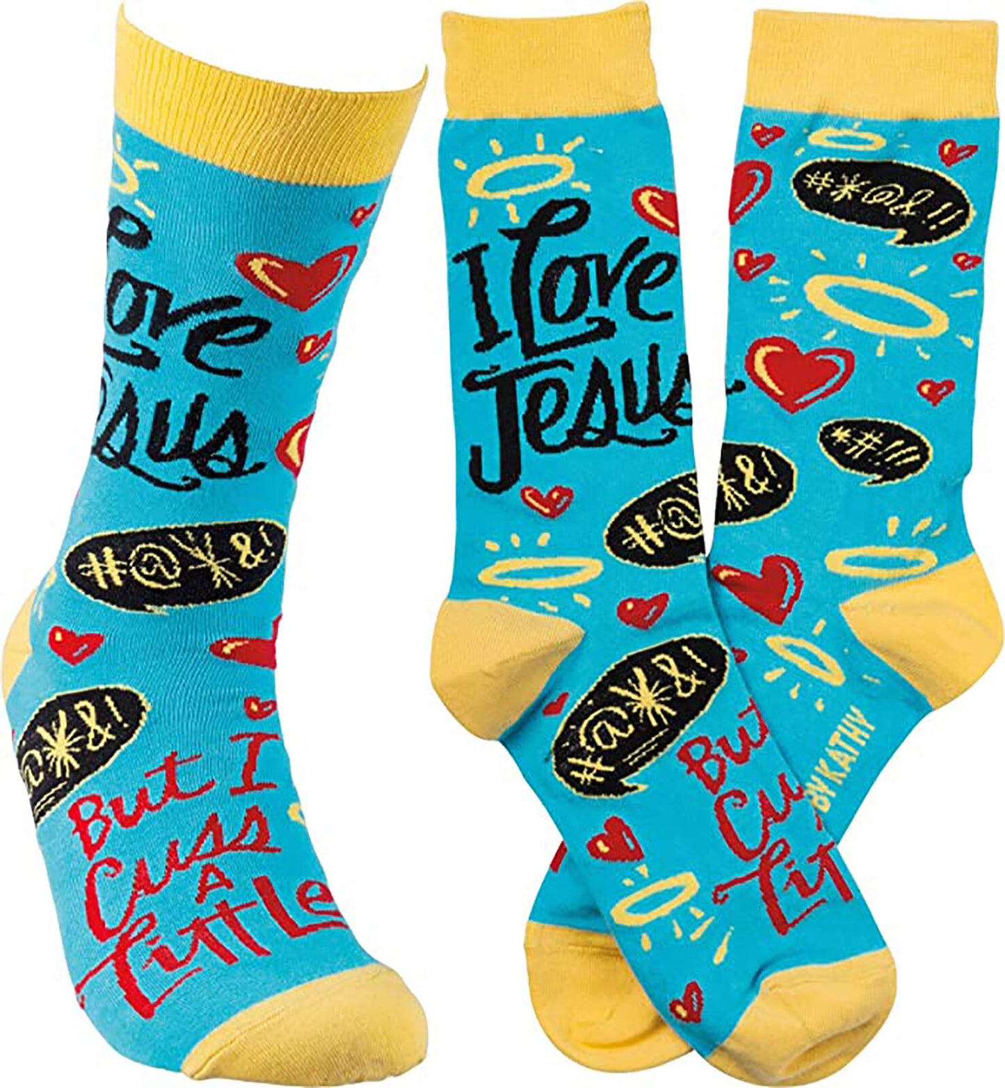Primitives by Kathy Unisex Socks -I Love Jesus