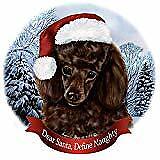 Holiday Pet Gifts Chocolate Poodle Santa Hat Dog Porcelain Ornament