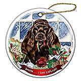 Cocker Spaniel Chocolate Porcelain Ornament Pet Gift 'Santa I Can Explain!'