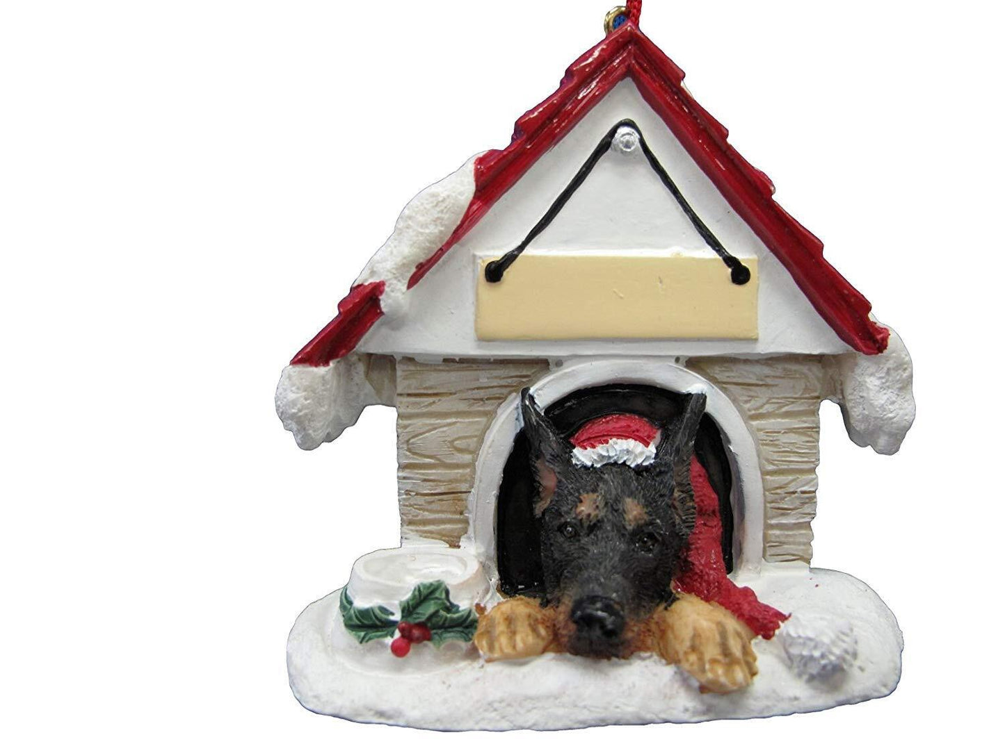 Doberman Doghouse Ornament Hand Painted and Easily Personalized