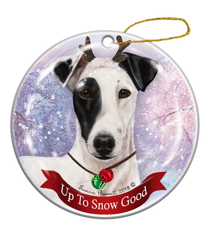 Holiday Pet Gifts Fox Terrier Black/White Dog Porcelain Christmas Ornament