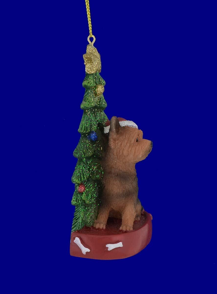 Kurt Adler Yorkshire Terrier With Santa Hat Christmas Tree Ornament, 4.25 "