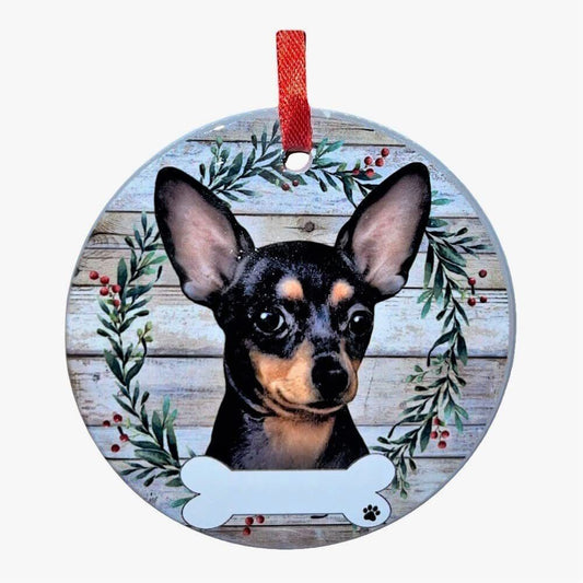 Black/Tan Chihuahua Ornament - E&S Pets, DIY Personalizable, Ceramic Ornament
