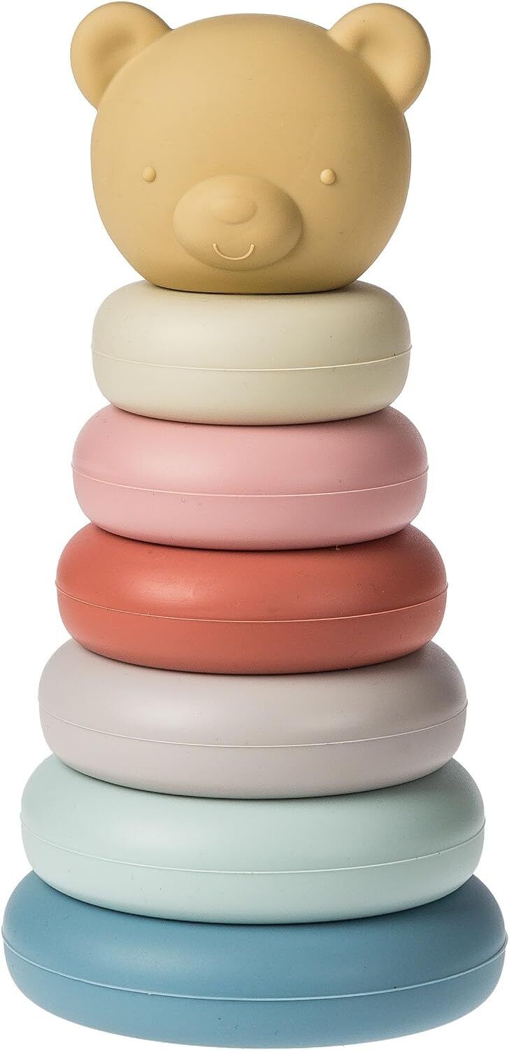 Mary Meyer Baby Toddler Simply Silicone Stacking Rings for 6+ Months, 6", Teddy