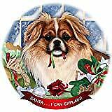 Tibetan Spaniel Fawn/White Dog Porcelain Ornament 'Santa. I Can Explain!'